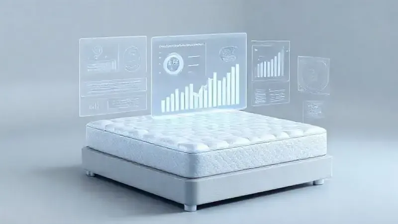 Cena conceitual de análise de reputação de marca com interface holográfica e gráficos de dados flutuantes