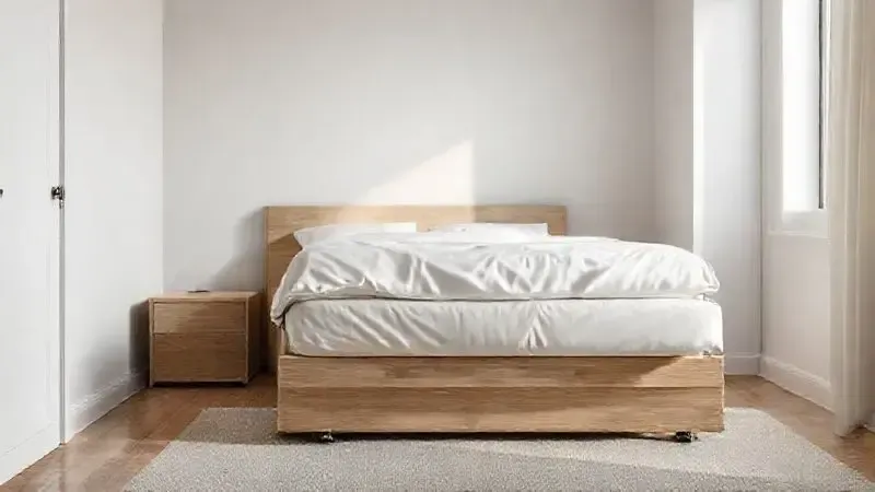 Cama box solteiro com a cama auxiliar sendo puxada para fora da base principal.