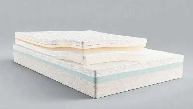 Visualização 3D das camadas de espuma memory foam com tecnologia de alívio de pressão e suporte corporal