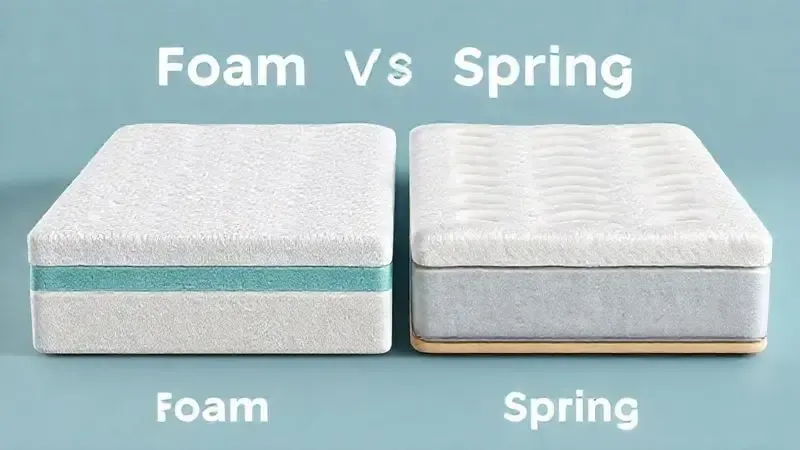 Comparação artística entre materiais de colchão: espuma e molas em ilustração 3D
