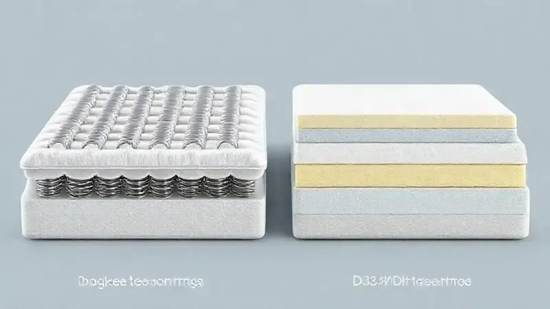 Comparação ilustrativa em corte transversal entre tecnologias de molas ensacadas e espuma de alta densidade.