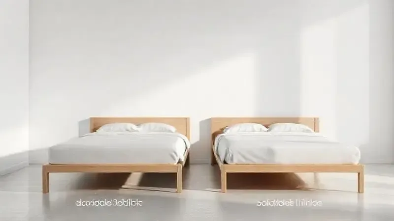 Comparação visual em 3D de uma cama box solteiro padrão e uma cama box solteirão maior, mostrando a diferença de tamanho.