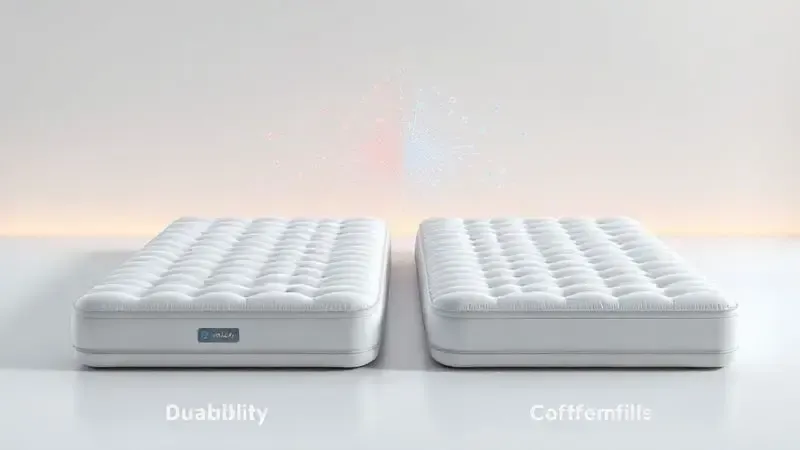 Cena analítica conceitual comparando características de diferentes tecnologias de colchão inflável