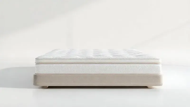 Conceito abstrato de identidade de marca de colchões com camadas de conforto e estrutura de suporte