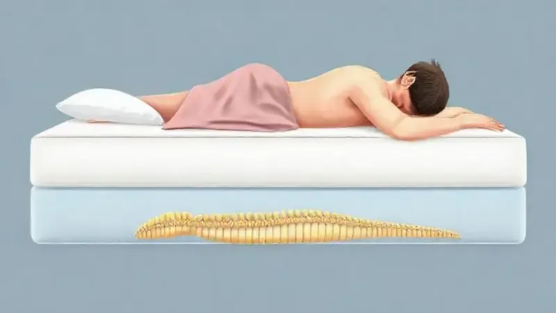 Diagrama ilustrando o alinhamento da coluna vertebral em um colchão com suporte inadequado e em um colchão ideal para saúde da coluna.