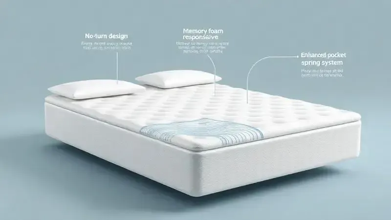Ilustração conceitual das principais tecnologias e diferenciais de um colchão premium