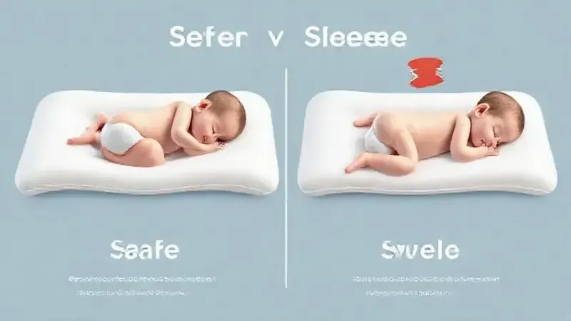 Ilustração conceitual comparando posições seguras e inseguras para bebê dormir no colchão