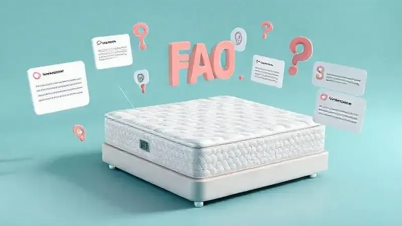 Ilustração conceitual sobre dúvidas frequentes e informações técnicas de colchões