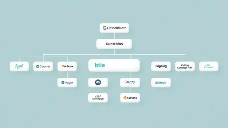 Diagrama conceitual da estrutura empresarial do grupo de colchões mostrando conexões entre marcas