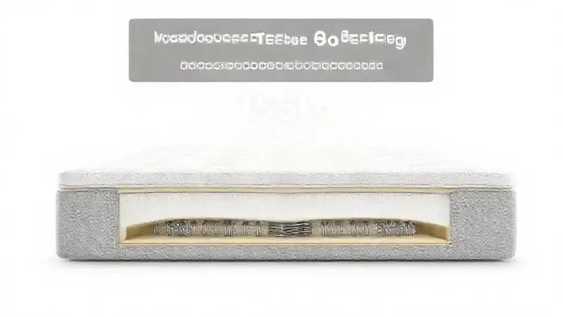 Ilustração técnica de um corte transversal de colchão king size mostrando a estrutura interna que suporta alto peso.