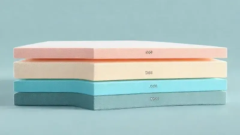 Ilustração conceitual das camadas de densidade de espuma em colchões D20 D28 D33 D45