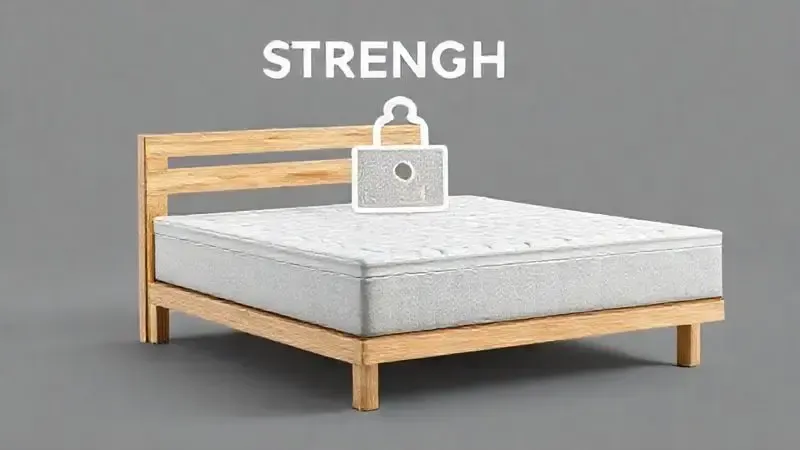 Ilustração 3D conceitual de uma base de cama box de solteiro, destacando a estrutura reforçada para suportar alto limite de peso.
