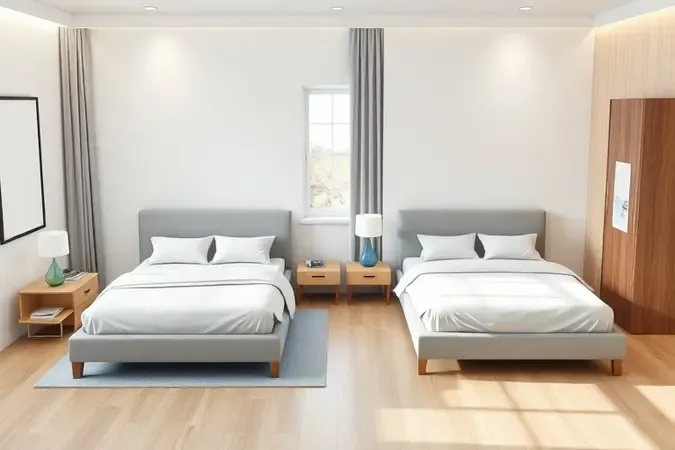 Comparação conceitual entre camas king e queen e o espaço que ocupam em um quarto