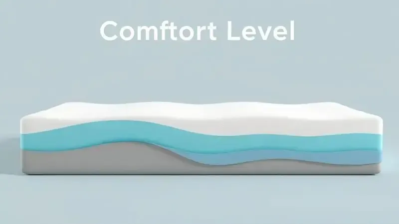Níveis de conforto para colchões ilustrados conceitualmente como espectro de firmeza