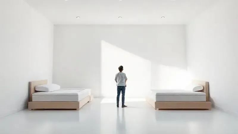 Ilustração digital de uma pessoa pensando sobre a melhor escolha de cama box casal.