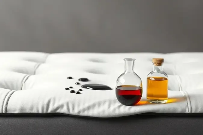 Tecido de colchão protegido de líquidos agressivos, representando produtos que devem ser evitados na limpeza