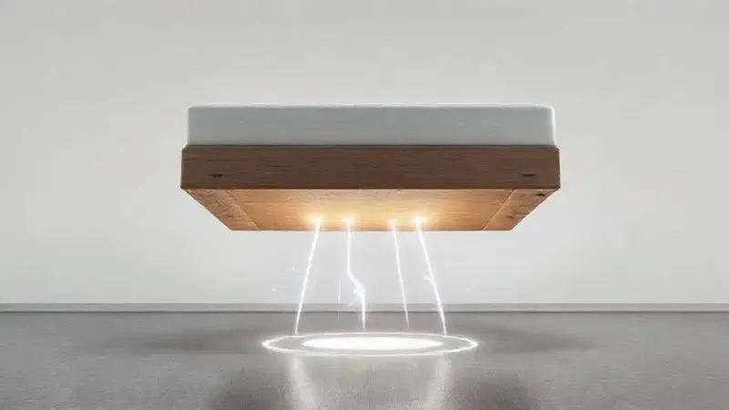Representação artística de pés de cama box fornecendo suporte e estabilidade para a estrutura.