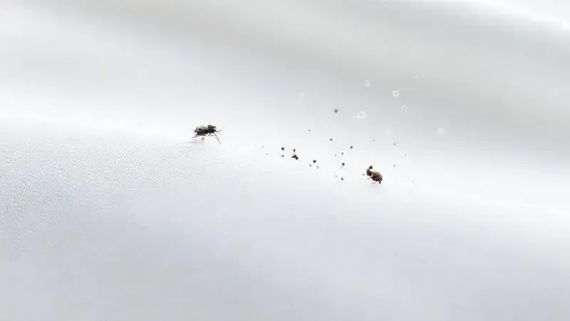 Ilustração conceitual de um tecido ultra-fechado em nível microscópico, protegendo contra ácaros e alérgenos.