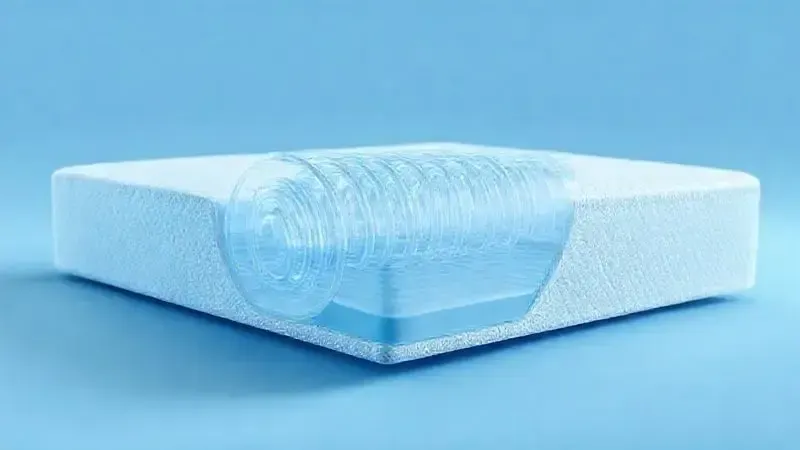 Ilustração conceitual 3D mostrando estrutura interna das molas Nanolastic em corte transversal